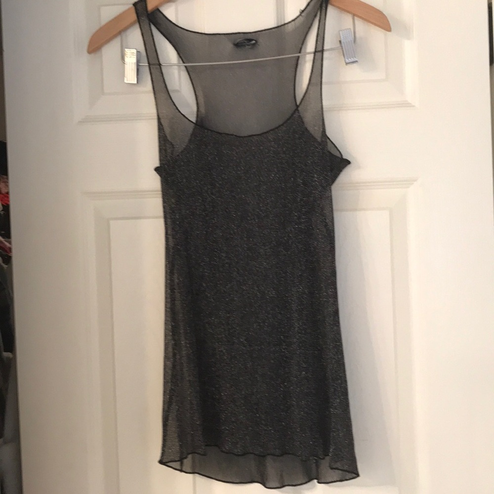 Sheer metallic layering tank